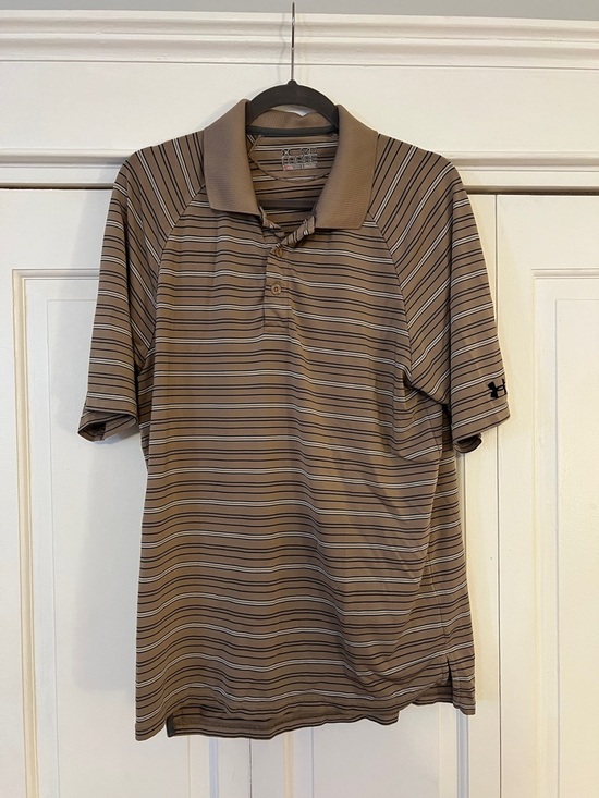 Under Armour Other - Under Armour Heat Gear Men’s Tan & Brown Striped Performance Polo